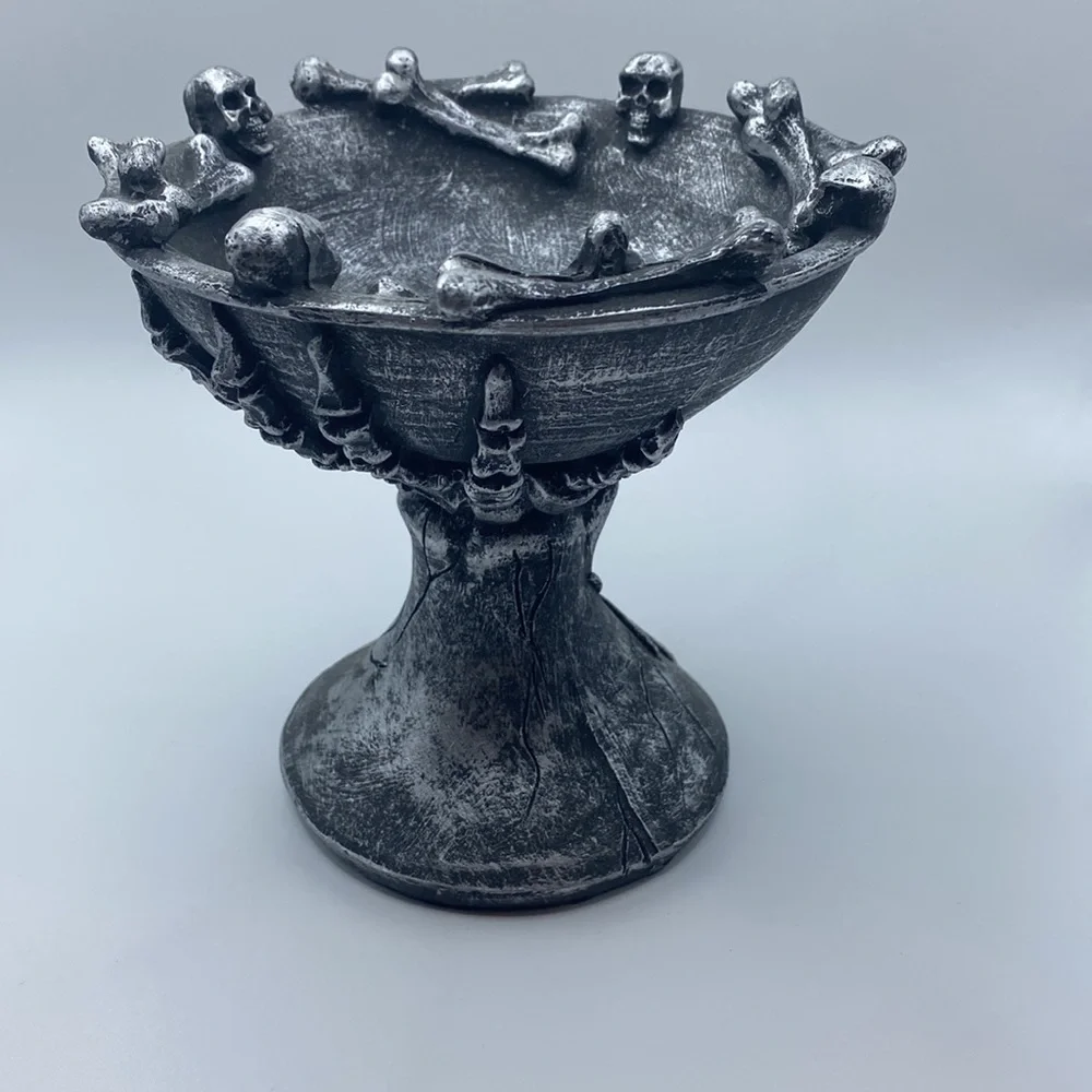 Halloween decorative skulls bones and spider chalice